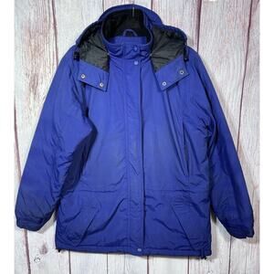 LL Bean Women’s Blue Parka Cost Jacket Hooded Thinsulate Ultra Size Med Petite